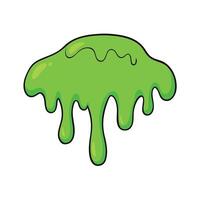 Bright Green Slime Dripping from Top Isolated on White Background. vector