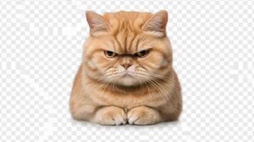 British Shorthair cat sits elegantly, showcasing its round face and lush, thick coat. This delightful feline exudes charm and poise in a minimalist setting. photo