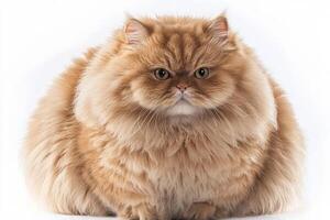 adorable British Longhair displays its luxurious, plush coat and captivating round face, showcasing a serene pose in a minimalist setting. photo