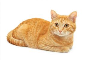charming Munchkin cat sits contentedly, showcasing its distinctive short legs and round body. The vibrant orange coat adds to its playful character in a serene setting. photo