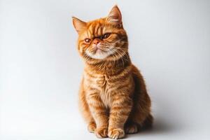 delightful Exotic Shorthair cat showcases its unique charm with a plush, vibrant coat and flat face. This lovely feline sits elegantly, capturing attention effortlessly. photo