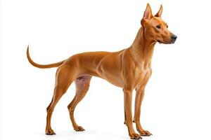 striking Thai Ridgeback stands tall, its short coat gleaming and showcasing the distinctive ridge along its back. The dog embodies elegance and poise. photo