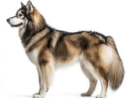 majestic Alaskan Malamute stands tall and strong, showcasing its thick fur and robust build, embodying the spirit of resilience and beauty in the Arctic breed. photo