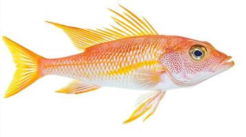 striking goatfish Mullidae displays its vibrant coloration and intricate patterns highlighting its unique features in a clear and unobtrusive setting. photo