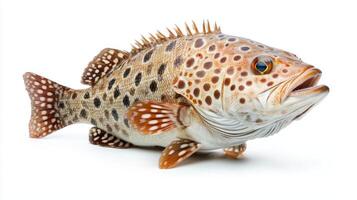 Gag Grouper displays its striking coloration and unique spotted patterns in high detail revealing the beauty of marine fish against a neutral background. photo