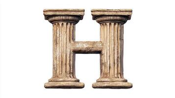 beautifully crafted letter H showcases an antique column texture blending classical design with modern aesthetics photo