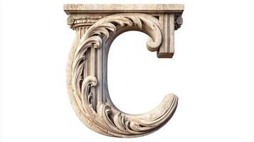 stunningly crafted letter C showcases intricate details reminiscent of classical architecture photo