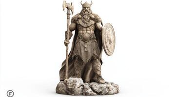 representation captures Balder a prominent Scandinavian deity exuding strength and valor with intricate details in armor and weaponry embodying Norse mythology in stunning realism. photo