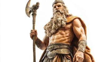 stunning representation captures Baldr the revered Scandinavian god known for his beauty and purity with intricate details that highlight his strong physique and regal presence. photo