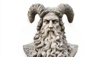 figure of Bragi known as the god of poetry in Scandinavian mythology features his flowing beard and horned headgear. The detailed craftsmanship emphasizes his divine presence. photo