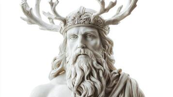 artwork features a detailed representation of Eir the Scandinavian goddess known for healing. Her serene expression and majestic antlers highlight her divine connection. photo