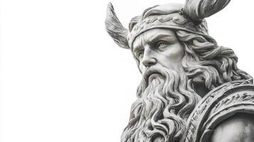 Forseti the Scandinavian god known for his wisdom and fairness is depicted with a fierce expression and detailed attire conveying strength and authority. photo