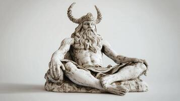 Forseti the Scandinavian god known for his wisdom and fairness is portrayed seated in a tranquil pose embodying justice and integrity in a minimalist setting. photo