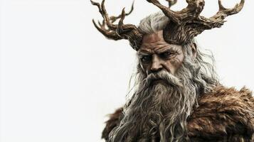 This captivating design features Hodr the Scandinavian god associated with darkness and winter portrayed with intricate details and a majestic appearance reflecting Norse mythology. photo