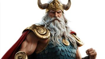 Magni the Scandinavian god known for his immense strength showcasing his detailed armor and striking features. The background enhances his regal presence. photo