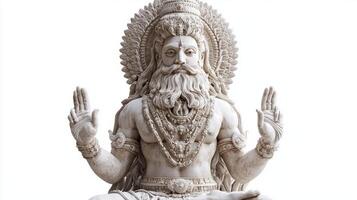 depiction features the indian god Shiva Purana characterized a majestic presence and detailed craftsmanship set against a clean white backdrop. photo