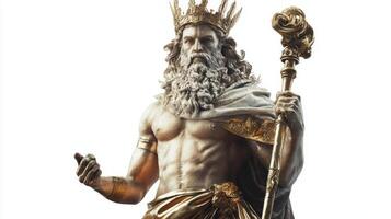 portrayal of Modi showcases a powerful Scandinavian god adorned with a crown and holding a staff. His strong physique and commanding expression embody strength and authority. photo