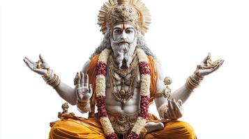 representation of indian god Shiva Purana features intricate details in his attire showcasing a serene expression photo