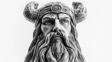 Njord the powerful Scandinavian god associated with the sea and wealth is portrayed with intricate details and lifelike features highlighting his significance in mythology. photo