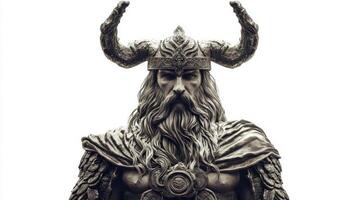 fierce representation Njord the Scandinavian god associated with sea and winds illustrated with intricate details and a commanding presence on a pure white backdrop. photo