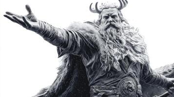 powerful figure representing Ran the Scandinavian god stands confidently with an outstretched arm photo