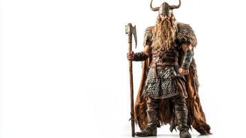 Sif Scandinavian goddess known for her golden hair stands confidently. Her warrior attire and accessories highlight her importance in Norse mythology and depict strength. photo