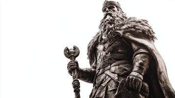 Scandinavian god Sif in a powerful stance detailed with ornate armor and a regal presence reflecting ancient Norse mythology in a striking way. photo