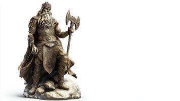 artwork showcases Skadi the Scandinavian goddess associated with winter and hunting standing majestically with her axe embodying strength and resilience. photo