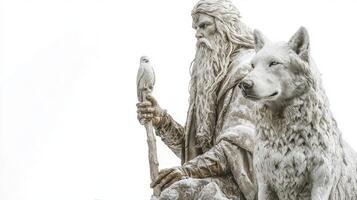 artwork features the Scandinavian goddess Skadi known for her ties to winter and hunting highlighted against a plain white backdrop with fine details. photo
