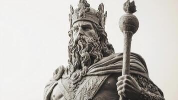 artistic representation showcases Magni the son of Thor characterized by his regal attire strong pose and powerful expression emphasizing his connection to Norse mythology. photo