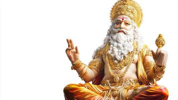 artwork features Shiva Purana indian god known bravery and resilience presented in highly realistic style with elaborate details and vibrant colors on stark white backdrop. photo