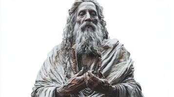 artwork presents the Scandinavian god Modi in a lifelike manner capturing his weathered features and intricate attire. The setting highlights the essence of Norse mythology. photo