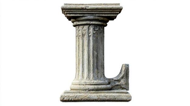 exquisite letter L features an antique column design, bringing a touch of classical architecture to the forefront against a pristine white background, perfect for artistic displays. photo