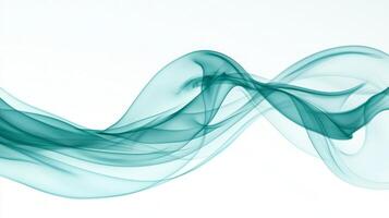 Turquoise smoke tendrils undulate softly, merging rich hues in the air. Their elegant dance against the white backdrop creates a mesmerizing and tranquil atmosphere. photo