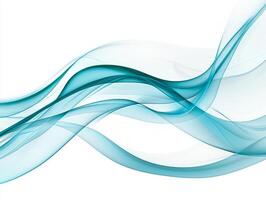 A captivating display of turquoise smoke rises elegantly, forming intricate swirling tendrils that blend into lighter hues, creating a mesmerizing contrast against the white background. photo