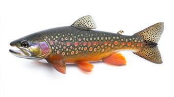 Brook Trout displays its striking coloration and intricate patterns emphasizing the unique features of the species in a clean environment. photo