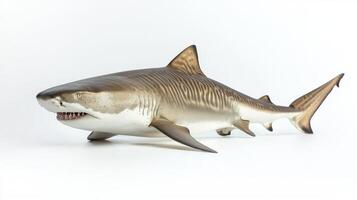 striking representation of a tiger shark highlights its unique stripes and strong physique emphasizing its role as a powerful predator in marine ecosystems. photo