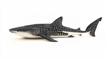 photo features a Whale Shark known for its distinctive spotted patterns isolated against a white background highlighting its majestic form and size.