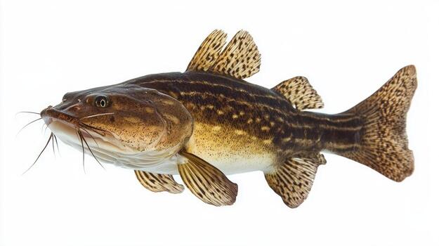 Flathead Catfish Pylodictis olivaris is displayed in detail emphasizing its unique color patterns and features. This species is notable in freshwater habitats across North America. photo