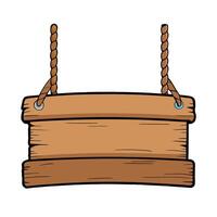 Roped wooden sign with backdrop transparent background vector