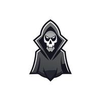 Silhouette of Grim Reaper over dark gray background with copy space. . vector