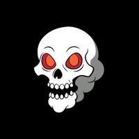 Smoke skull with glowing red eyes on a black background vector