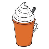 Pumpkin spiced latte garnished with whipped cream and sprinkled with cinnamon with room for text vector