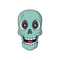 Artificial intelligence with a scary face in the form of a skull for Halloween. The head is a robot skull with glowing eyes. 3d illustration vector