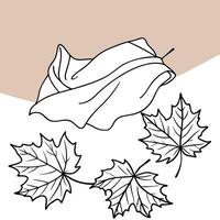 Autumn composition with maple leaves and beige fabric on a isolated pastel background Copy space Minimalist style top view vector