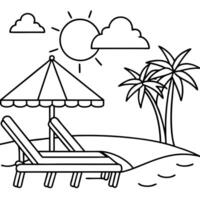 Luxurious white beach with a sun lounger in Mexico vector