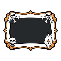 Halloween Spooky Bones Skull Border Frame Black Background Illustration vector