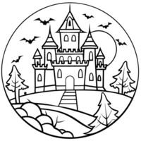 Halloween background with haunted castle and full moon vector