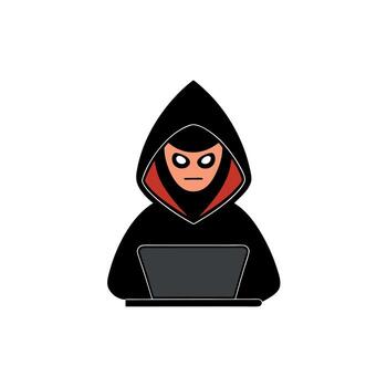Hacker in the hood silhouette in the dark isolated on white background image vector