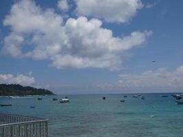 The front view of the boat when it halted in the sea photo